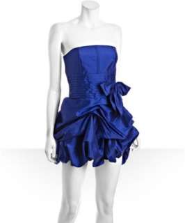 Romeo & Juliet Couture royal blue taffeta gathered strapless dress 
