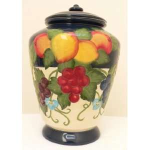  Cookie Jar Ceramic Hand Painted Colorful Fruit Design All 