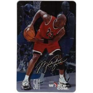 Collectible Phone Card 50u Michael Jordan With Basketball, Red Jersey 
