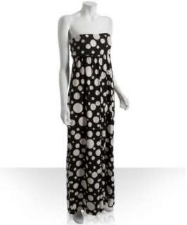 Diane Von Furstenberg black polka dot silk strapless wide leg jumpsuit 