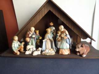 HUMMEL GOEBEL W.GERMANY # 214 NATIVITY 11 LARGE PIECES SET WITH WOODEN 