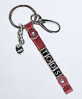 Tods red and tan leather Letterine key chain