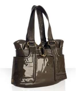 Kooba olive patent leather Aram medium tote  