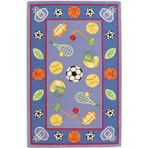    Kidding Around Blue / Red Lets Play Ball Kids Rug