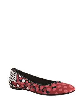 Yves Saint Laurent black and pink spotted canvas Love flats