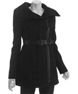 Mackage black plaid wool Aura belted coat  