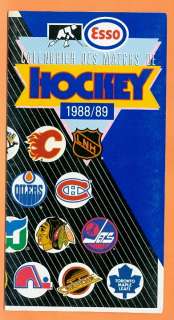 1988 89 Esso NHL Hockey Schedule French  