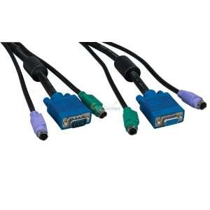 25ft 3 in 1 KVM Cable, Super VGA M/F + PS/2 Keyboard & Mouse, with 
