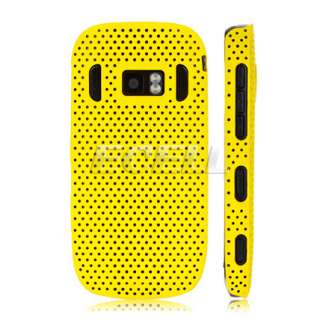 NEW YELLOW PERFORATED MESH HARD BACK CASE COVER FOR NOKIA 701  