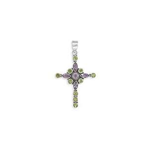  Large Marquise Amethyst/Peridot Cross Pendant Jewelry