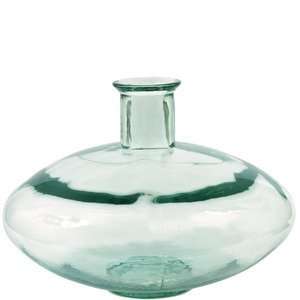    15 Wide Clear Glass Disk Vase, large, round 