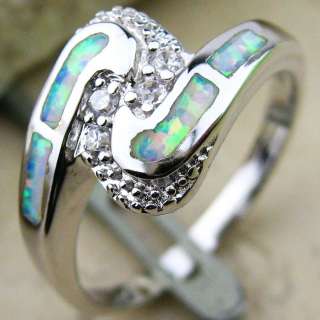 White Fire Opal Silver Gemstone Ring SZ #7 3g  