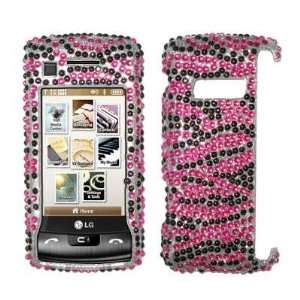 and Pink Zebra Diamond Bling Design Snap On Cover Hard Case Cell Phone 