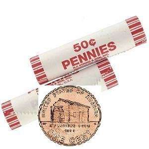   Uncirculated Roll Of 2009 D Lincoln Log Cabin Pennies 