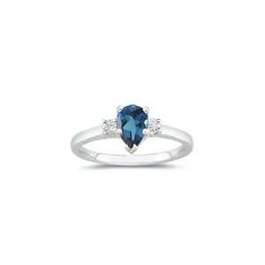  Diamond & 0.83 Cts London Blue Topaz Three Stone Ring in Platinum 8.0