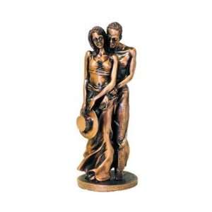  10 inch Copper Color African Loving Couple Figurine Statue 