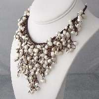 Handmade Trendy White Pearl V Shape Chandelier Necklace