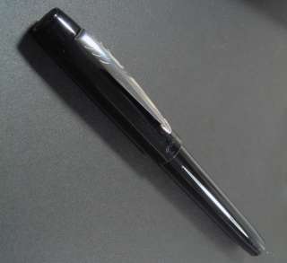   Black Medium Point Stainless Steel Nib Chrome Trim Fountain Pen  