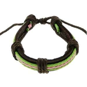   Giftware Mens Dark Brown Leather & Cord Surf Wristband Bracelet   11