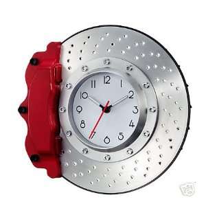    Automotive styled Metal Wall Clock Red brake