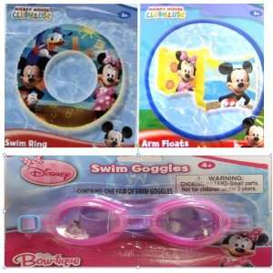  Mickey and Minnie Summer Fun Pool Set   Swim Ring, Goggles 