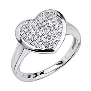 925 Sterling Silver CZ Micro Pave Shimmering Heart Designer Couture 