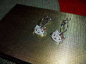   Hello Kitty diecut head crystal silvertone pierced earrings  