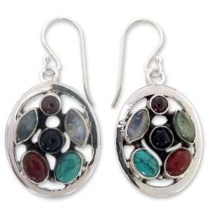  Garnet and moonstone dangle earrings, Bouquet Jewelry