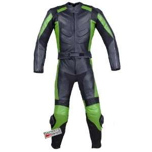  2PC MOTORCYCLE 2 PC LEATHER RACING SUIT ARMOR GREEN 40 