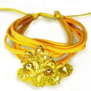  Yellow Captivating Bead Multi Strand Bracelet Jewelry