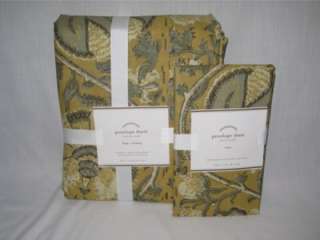 Pottery Barn Yellow Penelope Kalamkari King Duvet Cover+2 Euro Shams 