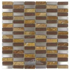   stacked glass and metal mosaic tile in parchment
