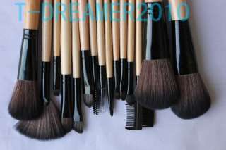   15 PCS Professional Makeup Brush Set Cosmetic Set Leather Case  