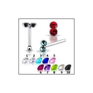    925 Silver Double Jeweled Nose stud Piercing Jewelry Jewelry
