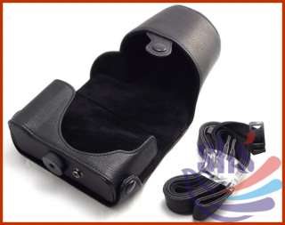 Black Leather case bag For Olympus Camera EPL1 EPL 1  