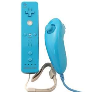    Built In Motion Plus Blue +Nunchuck For Wii Controller Video Games