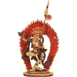  Dancing Varahi   Copper Sculpture Gilded with 24 Karat 