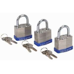   Keyed alike Padlocks Each Key Opens All Three Steel plate Padlocks