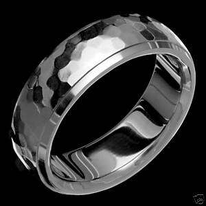 Mens Hammered Titanium Rings Wedding Band Promise Ring  