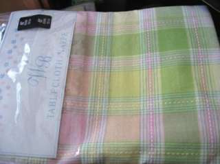 NEW WB Spring Pastel Plaid Tablecloth 60 Round  