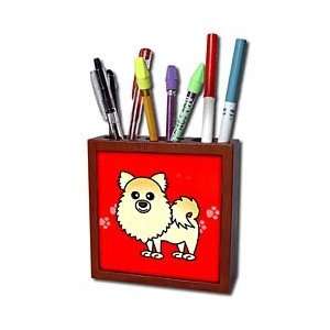  Janna Salak Designs Dogs   Cute Cream Pomeranian Red with Paw 