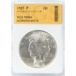  1925 P MS66 Silver Peace Dollar Graded by SGS Everything 