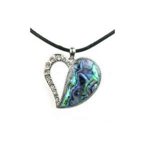 com Abalone and sparkling Cz Stone Heart PendantBlue Pearls   Abalone 