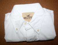 NEW HOLLISTER HCO MUSCLE SLIM FIT RUGBY POLO BUTTON OXFORD WHITE SHIRT 