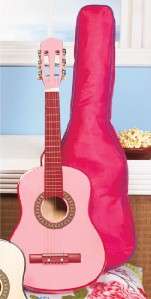 Girls Pink 30 Beginner Acoustic Genuine Wooden Guitar w/ Case NEW 