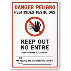  Danger Pesticides, Keep Out No Entre Laminated Vinyl Sign 