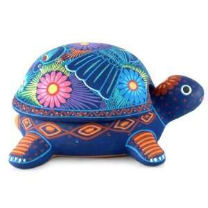  Ceramic box, Turtle Blues