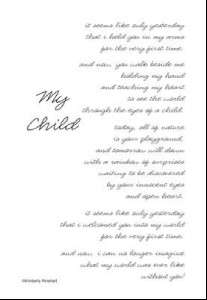 Scrapbooking Poem Page Sticker  My Child  by ITT  