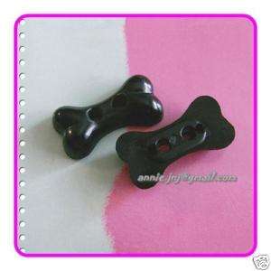 15 Dog bone Novelty Craft Sewing Button 23mm Black K415  