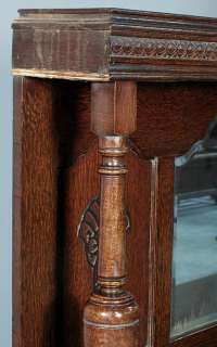Antique English Oak Buffet Sideboard Server w/ Mirror  